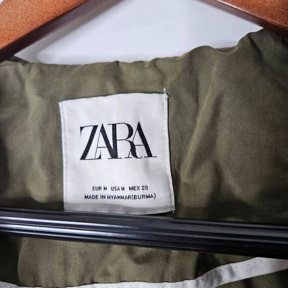 Zara Oversized Army Green Water Repellent Parka Size M - Picture 5 of 6